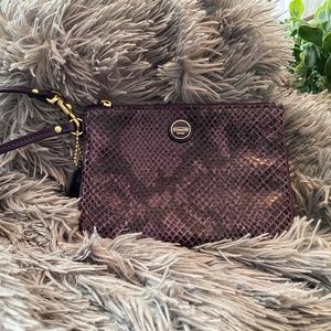 Coach SIGNATURE STRIPE EMBOSSED EXOTIC SMALL WRIST